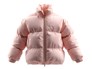 Pink puffer jacket isolated on transparent background