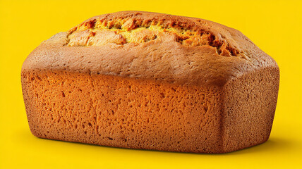 Banana bread packaging design, kraft box with transparent window, premium homemade bakery branding, clean typography "Fresh Banana Bread", supermarket product mockup