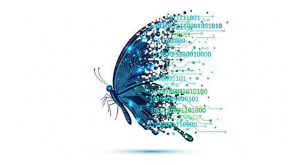 Digital butterfly technology concept vector illustration for innovation and transformation design