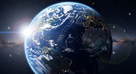 Earth rising from space, detailed view