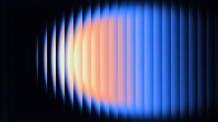 Vibrant neon glass refraction background with glowing orange and blue light effect and smooth motion blur cyber pattern.