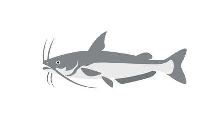 Obraz premium Simplified illustration of a catfish with minimalist shading conveying a clean design aesthetic suitable for use in educational materials or