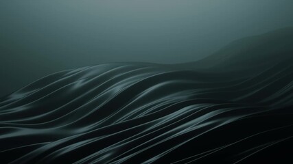 Minimal abstract 3D render of flowing black waves in a dark ambient space. Smooth surface with soft lighting and a mysterious futuristic feel. Perfect for modern digital design. - Powered by Adobe