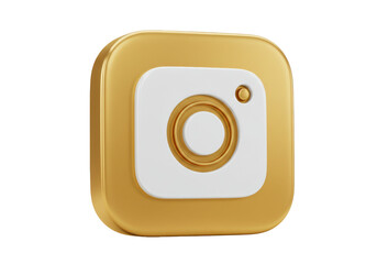 Golden Instagram logo isolated PNG, social media icon on transparent background for app design and marketing