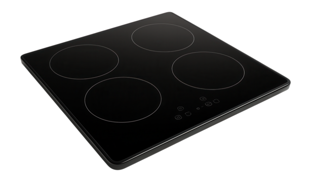 Sleek glass surface induction cooktop for a contemporary kitchen.