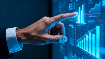 Ai in supply chain optimization concept with hand touching digital graph interface
