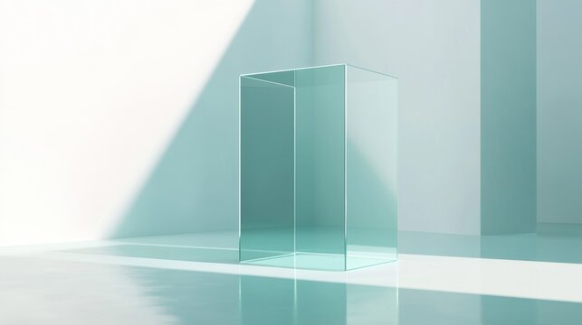 Space sense of blue transparent cube