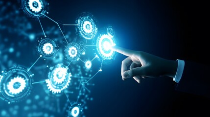 Futuristic automation connects business through glowing data streams a modern digital innovation concept