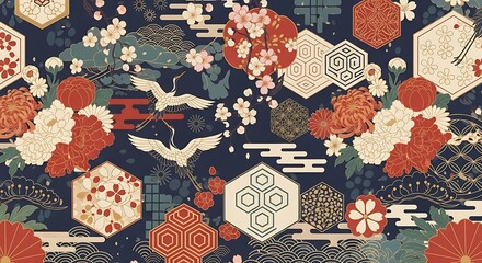 Floral, intricate Japanese-inspired pattern