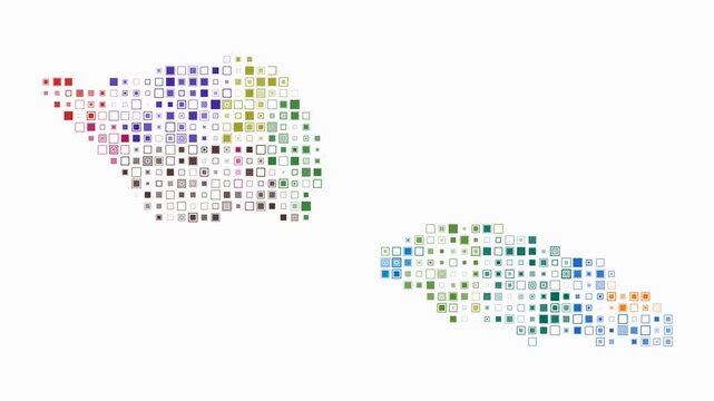 Samoa animated country shape. Pulsating colored dots on the map of the country. Small size square blocks. Digital style Samoa map on white background. Classy animation video.