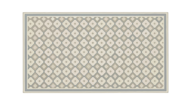 Neutral geometric motif rug, showcasing a calming color palette and rhythmic arrangement for interior design applications
