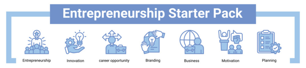 Entrepreneurship Starter Pack icon sheet banner collection