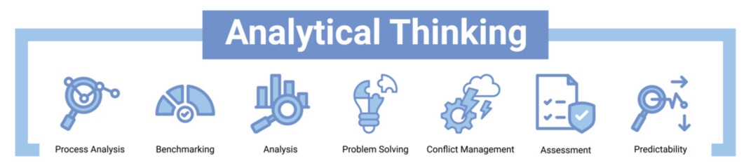 Analytical Thinking icon sheet banner collection