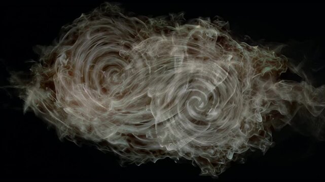 Abstract Dynamic S-Shape of Ethereal Swirling Smoke on Black Background