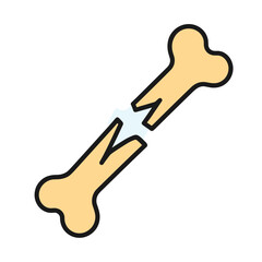 Fractured bone icon, medical injury concept, isolated vector
