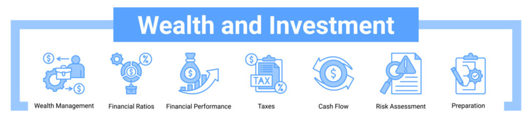 Wealth And Investment icon sheet banner collection
