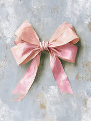 Pink bow decoration with ribbon, wall art poster