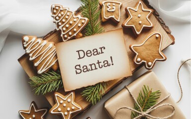 Christmas cookies and letter to santa claus holiday treats and gift festive season celebration 2024