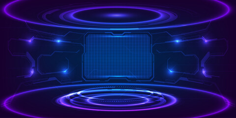 Hi tech modern tech layout stage or room with digital architecture circuit line around.Vector illustration. © Alleachday