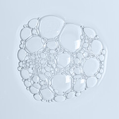 Sample of the foam of shower gel or soap suds or shaving foam. Cosmetic skin care product....