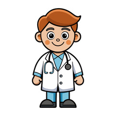 cartoon professions cute characters as doctor