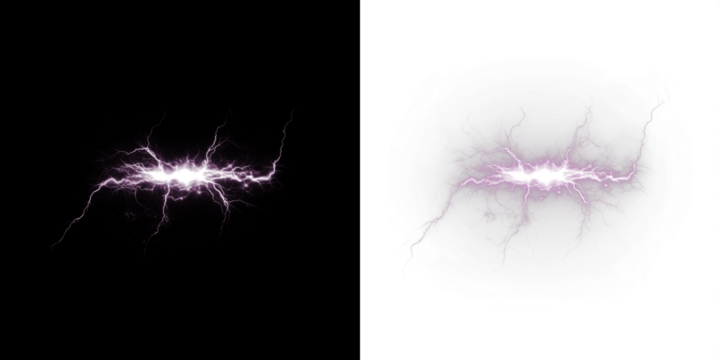 Electric lightning bolt overlay illustration with vibrant purple hues on contrasting backgrounds, ideal for dynamic designs and creative projects featuring energy and power concepts