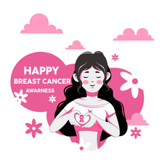 Breast Cancer Awareness Month Vector Illustration, Celebrating Breast Cancer Awareness Month: Support and Hope
