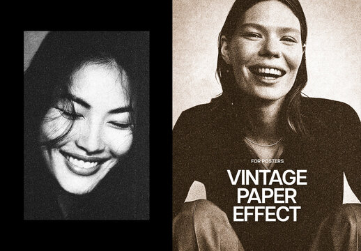 Vintage Paper Poster Photo Effect Mockup