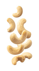 Cashew Nuts Falling Motion on Transparent Background