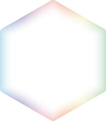 Minimal hexagon frame with soft pastel gradient border on a white background. Elegant geometric design with subtle rainbow hues, perfect for modern templates, technology themes