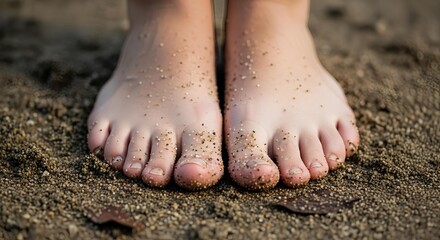 Feel the Warm Sand Between Your Toes during a Relaxing Beach Getaway, Barefoot Bliss on Summer Vacation, Coastal Calmness and Simple Joys