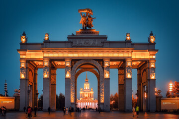 Obraz premium main entrance of VDNKh in Moscow