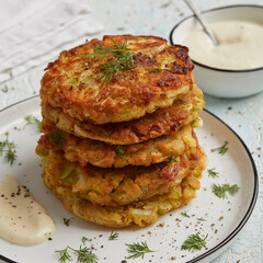 Rice fritters with horseradish dip