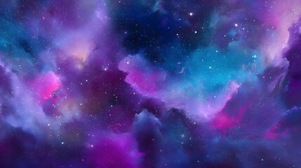 Obraz premium Spectacular cosmic nebula artwork vibrant purple blue pink space deep awe inspiring detail
