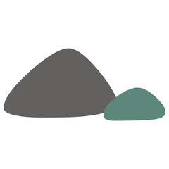 Two abstract, rounded mounds of dark gray and teal colored material.