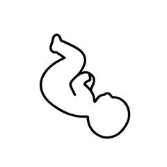 Baby fetus in womb outlined in black silhouette on white background  