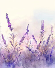 Obraz premium Delicate Lavender Blooms Artistic Watercolor Painting with Soft Floral Accents