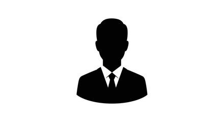 User profile icon of a businessman in a suit. Anonymous person silhouette for corporate identity. Male avatar for business accounts, manager, or employee representation.