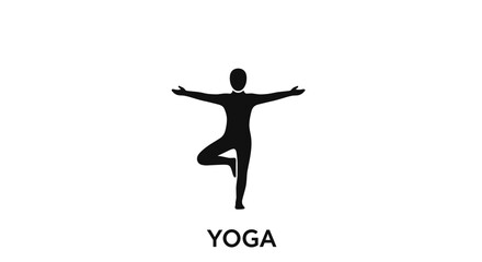 Yoga tree pose vector icon. Person in Vrksasana asana for balance and harmony. Concept of concentration, fitness, wellness, meditation, and healthy lifestyle pictogram.