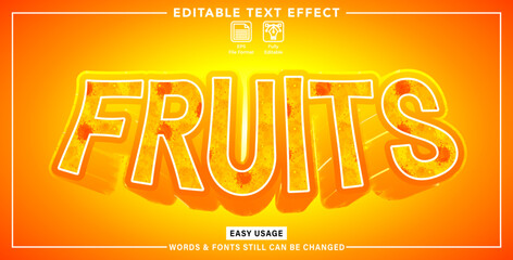 Editable graphic text effect fruits style