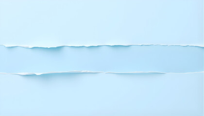 Fototapeta premium Horizontal torn paper strip revealing soft blue texture background for copy space.