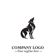 Wolf Logo Symbol in Black on the White Background Minimalist Wild Animal Vector Illustration