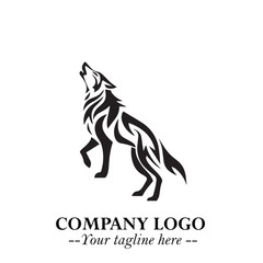 Wolf Logo Symbol in Black on the White Background Minimalist Wild Animal Vector Illustration