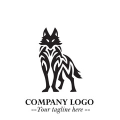 Wolf Logo Symbol in Black on the White Background Minimalist Wild Animal Vector Illustration