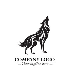 Wolf Logo Symbol in Black on the White Background Minimalist Wild Animal Vector Illustration