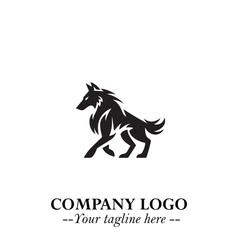 Wolf Logo Symbol in Black on the White Background Minimalist Wild Animal Vector Illustration
