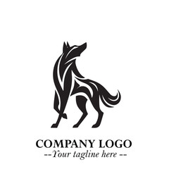Wolf Logo Symbol in Black on the White Background Minimalist Wild Animal Vector Illustration