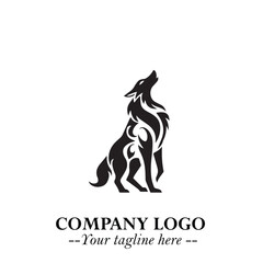 Wolf Logo Symbol in Black on the White Background Minimalist Wild Animal Vector Illustration