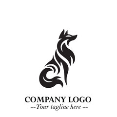 Wolf Logo Symbol in Black on the White Background Minimalist Wild Animal Vector Illustration