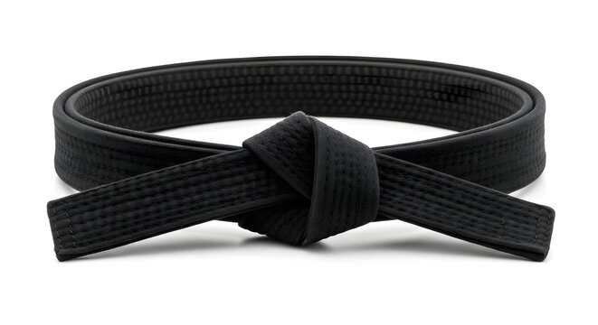 Tied black belt for martial arts isolated on white - Powered by Adobe